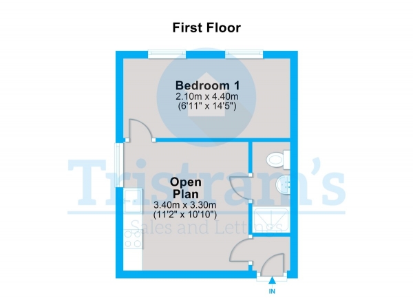 Floor Plan Image for 1 Bedroom Apartment to Rent in Apt 7, Foxhall Road, Nottingham