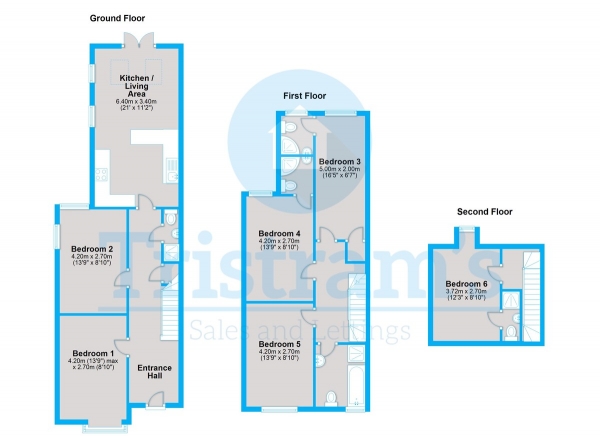 Floor Plan Image for 6 Bedroom Semi-Detached House to Rent in Peveril Road, Beeston