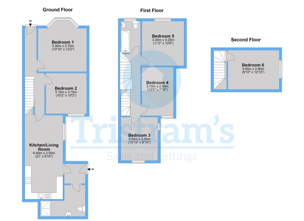 Floor Plan Image for 6 Bedroom Semi-Detached House to Rent in Teversal Avenue, Lenton