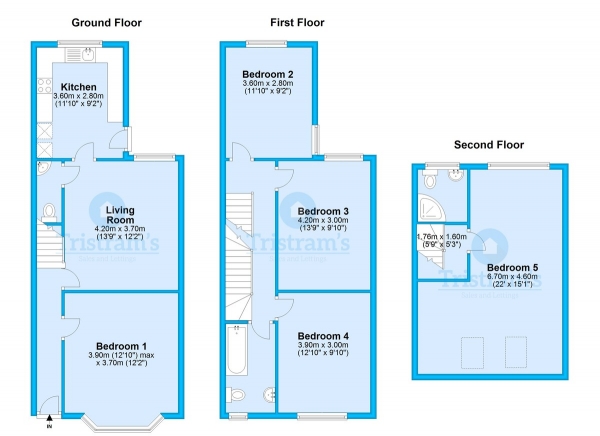 Floor Plan Image for 5 Bedroom Terraced House to Rent in Grove Road, Lenton