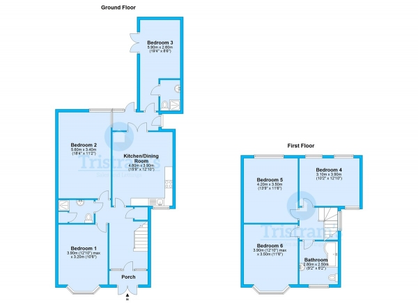 Floor Plan Image for 6 Bedroom Semi-Detached House to Rent in Derby Road, Lenton