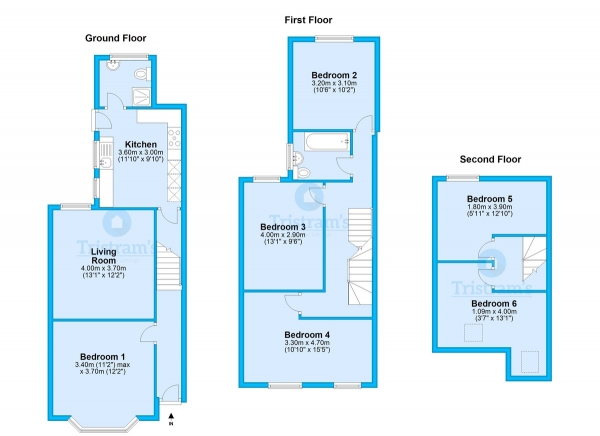 Floor Plan Image for 6 Bedroom Terraced House to Rent in Faraday Road, Lenton