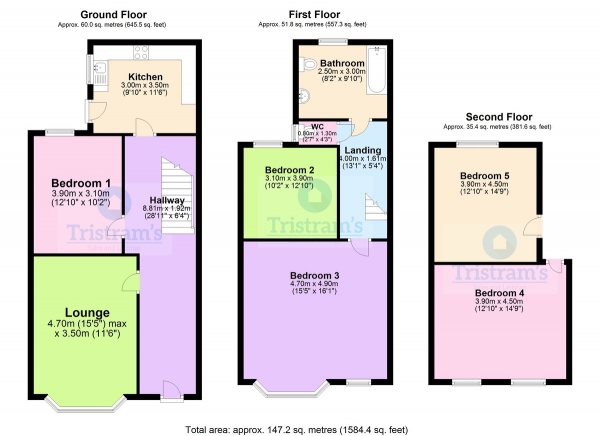 Floor Plan Image for 5 Bedroom End of Terrace House to Rent in Noel Street, Forest Fields