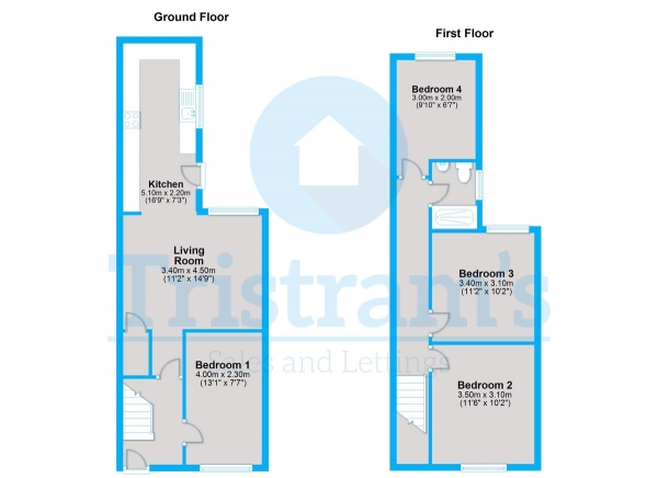 Floor Plan Image for 4 Bedroom Semi-Detached House to Rent in City Road, Dunkirk