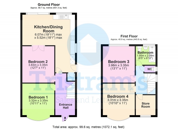 Floor Plan Image for 4 Bedroom Detached House to Rent in Ranelagh Grove, Wollaton