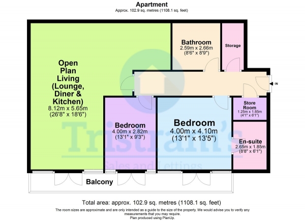 Floor Plan Image for 2 Bedroom Apartment for Sale in The Lawns, Moss Drive, Bramcote