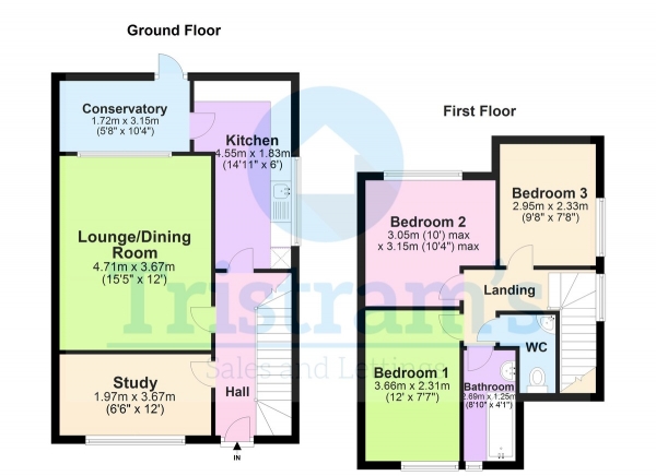 Floor Plan Image for 3 Bedroom Semi-Detached House to Rent in Rempstone Drive, Nottingham