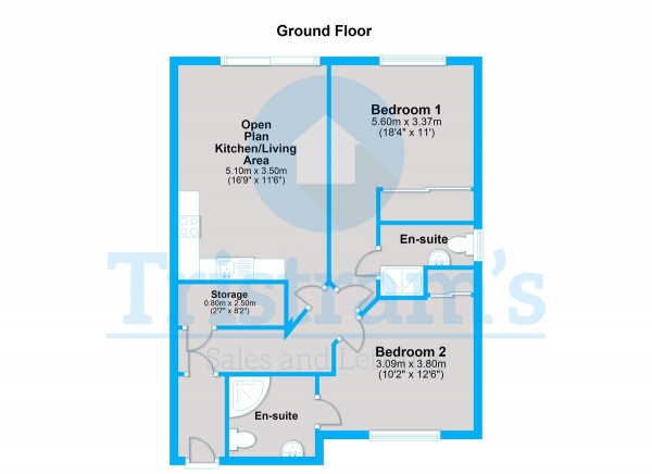 Floor Plan Image for 2 Bedroom Flat to Rent in Park View Court, West Bridgford