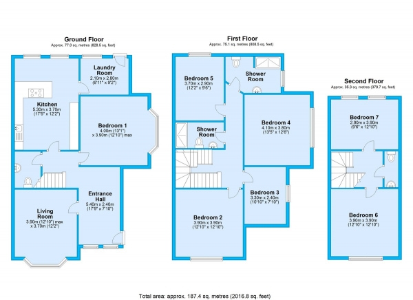 Floor Plan Image for 7 Bedroom Detached House to Rent in Rectory Road, West Bridgford