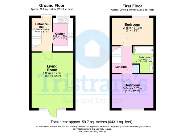 Floor Plan Image for 2 Bedroom Terraced House for Sale in Helvellyn Close, Nottingham