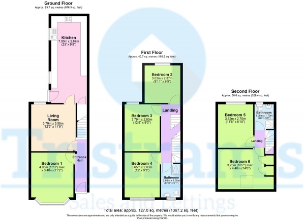 Floor Plan Image for 6 Bedroom Terraced House to Rent in Elmsthorpe Avenue, Lenton