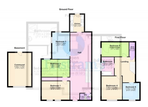 Floor Plan Image for 6 Bedroom Detached House to Rent in Ashbourne Street, Lenton