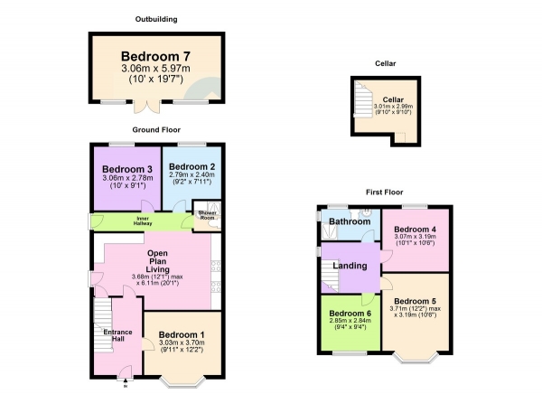 Floor Plan Image for 6 Bedroom Semi-Detached House to Rent in Rolleston Drive, Lenton