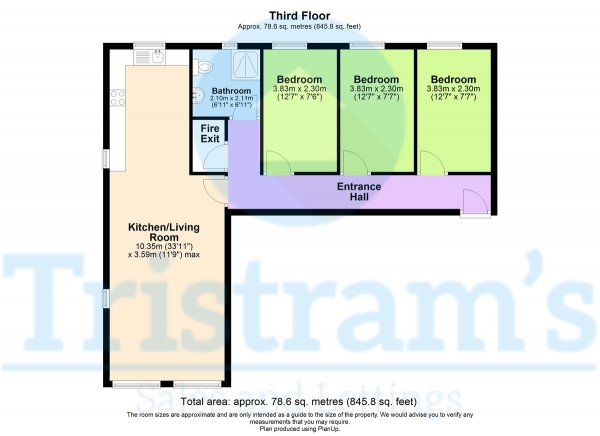 Floor Plan Image for 3 Bedroom Apartment to Rent in The Farthings, Nottingham