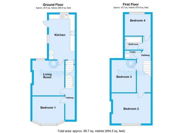 Floor Plan Image for 4 Bedroom Detached House to Rent in Lenton Boulevard, Lenton