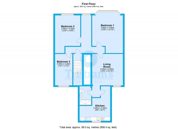 Floor Plan Image for 3 Bedroom Flat to Rent in Loughborough Road, West Bridgford