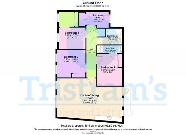 Floor Plan Image for 3 Bedroom Apartment to Rent in Enfield House, City Centre