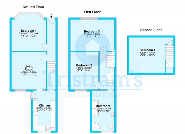 Floor Plan Image for 4 Bedroom Terraced House to Rent in Wordsworth Road, West Bridgford