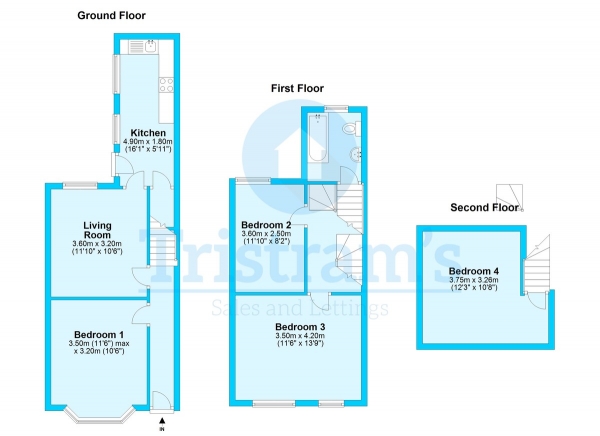 Floor Plan Image for 4 Bedroom Terraced House to Rent in Tudor Grove, Arboretum