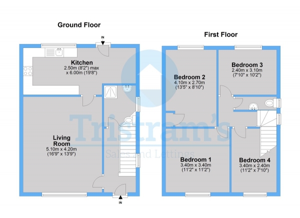 Floor Plan Image for 4 Bedroom Semi-Detached House to Rent in Burrows Crescent, Beeston