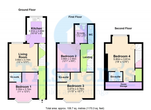 Floor Plan Image for 4 Bedroom Terraced House to Rent in Devonshire Promenade, Lenton