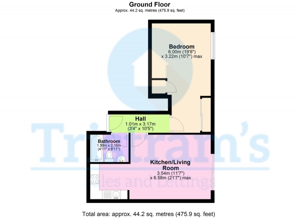 Floor Plan Image for 1 Bedroom Apartment to Rent in The Ice House, Bolero Square