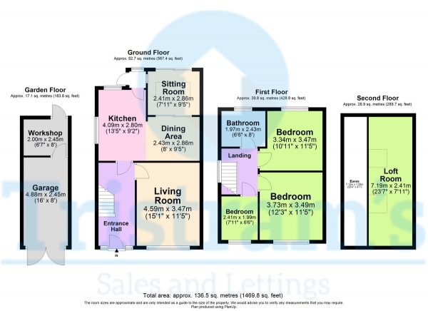 Floor Plan Image for 3 Bedroom Detached House for Sale in Greenland Crescent, Beeston