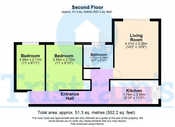 Floor Plan Image for 2 Bedroom Flat to Rent in James Close, Derby