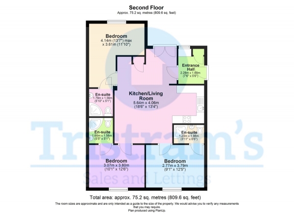 Floor Plan Image for 3 Bedroom Apartment to Rent in Derby Road, Nottingham