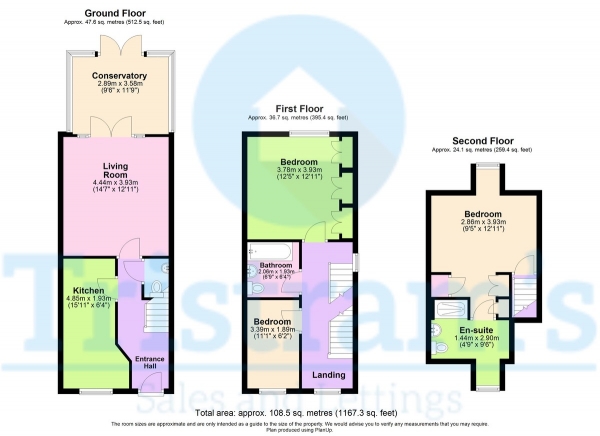 Floor Plan Image for 3 Bedroom Semi-Detached House to Rent in Oakland Way, Nottingham