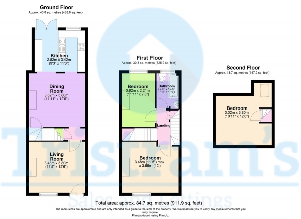 Floor Plan Image for 3 Bedroom Terraced House for Sale in Eland Street, Nottingham