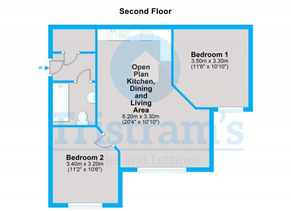 Floor Plan Image for 2 Bedroom Apartment to Rent in Brook Court, Radford