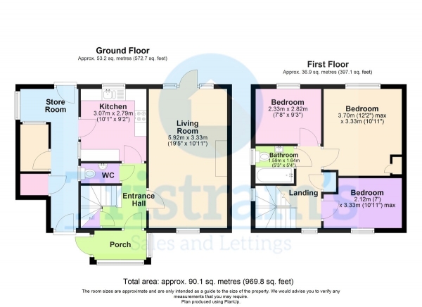 Floor Plan Image for 3 Bedroom Semi-Detached House to Rent in Whitemoss Close, Nottingham