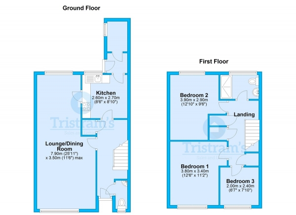 Floor Plan Image for 3 Bedroom End of Terrace House to Rent in Latimer Close, Nottingham