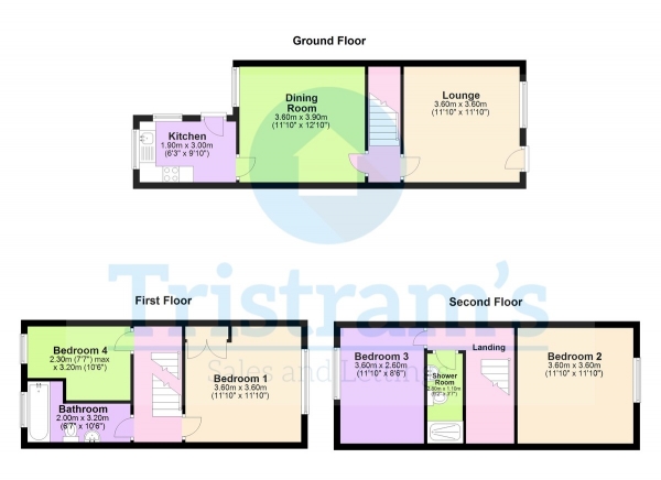 Floor Plan Image for 4 Bedroom Terraced House to Rent in Sherbrooke Road, Nottingham