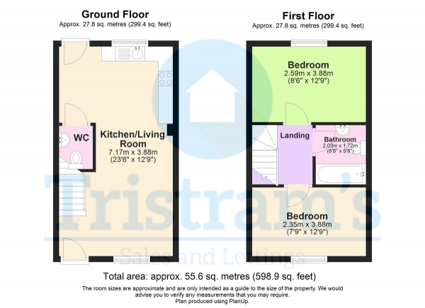 Floor Plan Image for 2 Bedroom Town House to Rent in Nicholson Close, Redhill