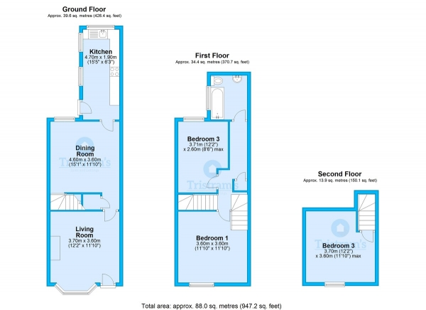 Floor Plan Image for 3 Bedroom Terraced House to Rent in Wallis Street, Nottingham