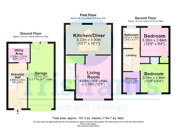 Floor Plan Image for 3 Bedroom Town House for Sale in Warren Avenue, Stapleford