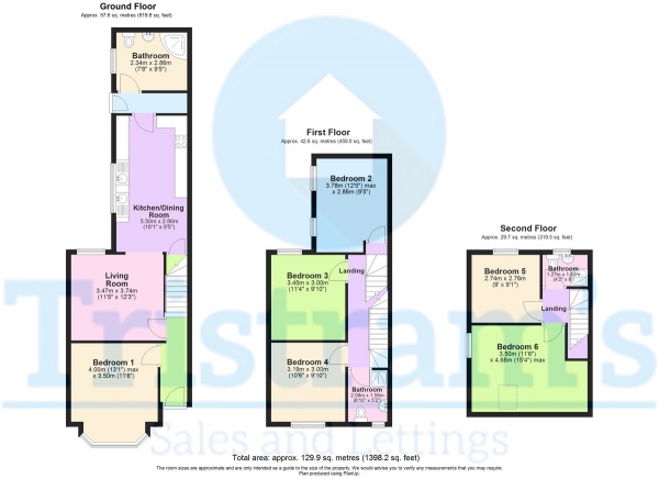 Floor Plan Image for 6 Bedroom Semi-Detached House to Rent in Derby Grove, Nottingham