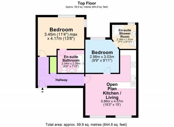 Floor Plan Image for 2 Bedroom Apartment to Rent in Cavendish House, Park Terrace