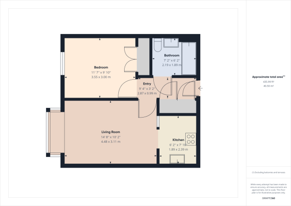 Floor Plan for 1 Bedroom Apartment for Sale in Pound Hill, Crawley, RH10, RH10, 3RY - Guide Price &pound80,000