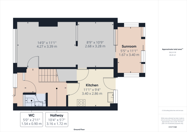 Floor Plan for 3 Bedroom Terraced House for Sale in Furnace Green, Crawley, RH11, RH10, 6LZ -  &pound350,000