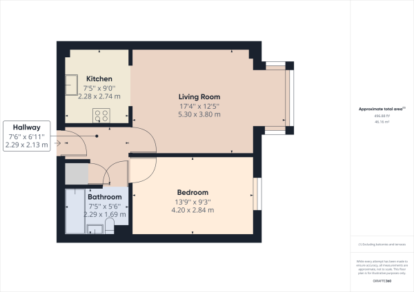 Floor Plan Image for 1 Bedroom Apartment for Sale in Three Bridges, Crawley, RH11