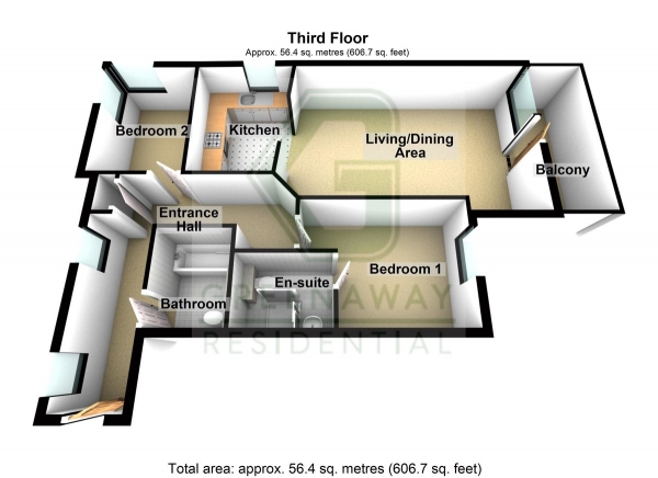 Floor Plan Image for 2 Bedroom Apartment for Sale in Three Bridges, Crawley, RH10