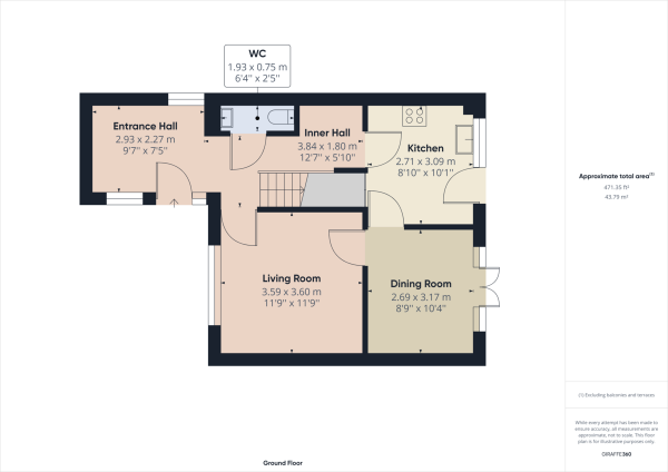 Floor Plan Image for 3 Bedroom Terraced House for Sale in Furnace Green, Crawley, RH10