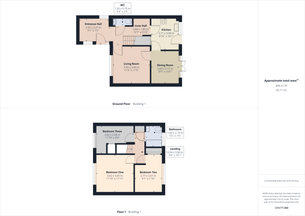 Floor Plan for 3 Bedroom Terraced House for Sale in Furnace Green, Crawley, RH10, RH10, 6SB - Guide Price &pound325,000