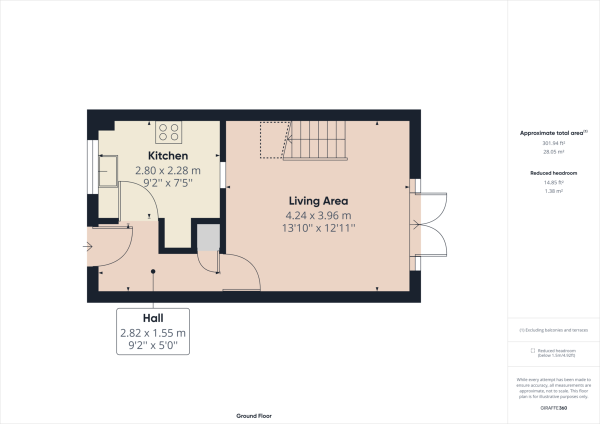 Floor Plan Image for 2 Bedroom Terraced House for Sale in Tollgate Hill, Crawley, RH11