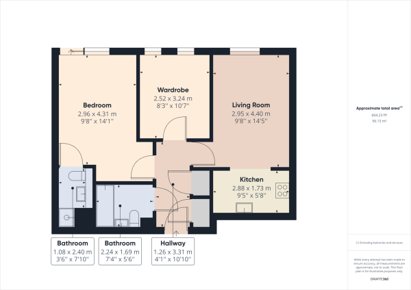 Floor Plan for 2 Bedroom Apartment for Sale in Three Bridges, Crawley, RH10, RH10, 1AW -  &pound225,000