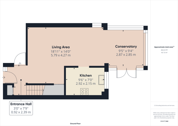 Floor Plan for 3 Bedroom Terraced House for Sale in Pound Hill, Crawley, RH10, RH10, 3TY - Guide Price &pound400,000