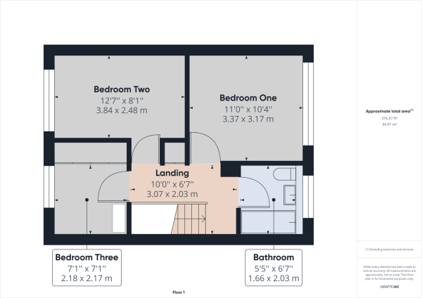 Floor Plan Image for 3 Bedroom Terraced House for Sale in Pound Hill, Crawley, RH10